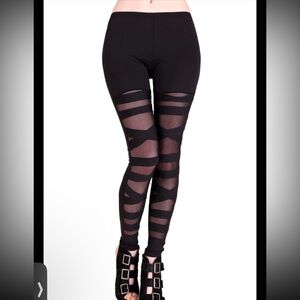 Black Bondage Mesh leggings